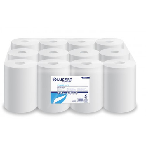 Lucart Törlőkendő tekercses 2 rétegű 14cm belső adagolású Strong 14 CF hófehér (861093J)