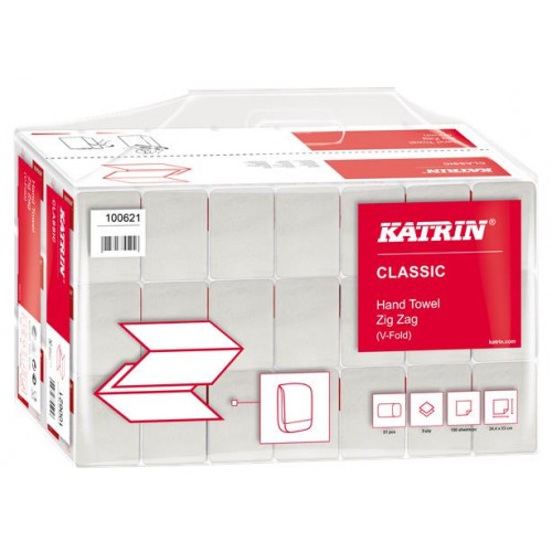 Katrin Kéztörlő V hajtás 2 rétegű Classic fehér 200lap/csom (35298)