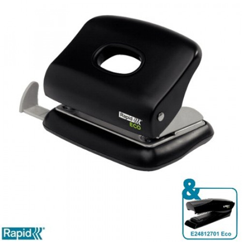 Rapid Lyukasztó kétlyukú újrahasznosított 20lap Eco 20 fekete