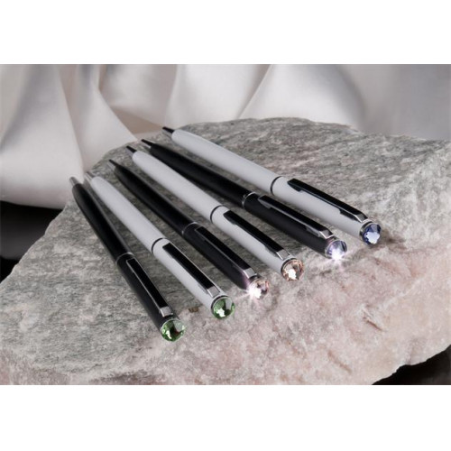 Art Crystella Golyóstoll fehér Slim peridot zöld Swarovski kristállyal 13cm