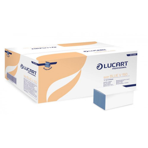 Lucart Kéztörlő V hajtás 2 rétegű Easy Blue kék (863065)
