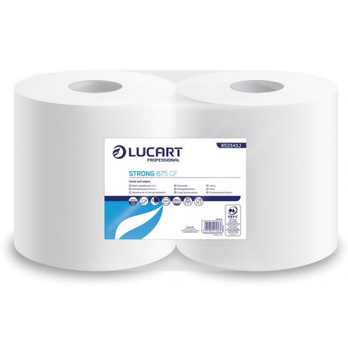 Lucart Törlőkendő tekercses 2 rétegű 25cm belső adagolású Strong 675 CF fehér (852343J)