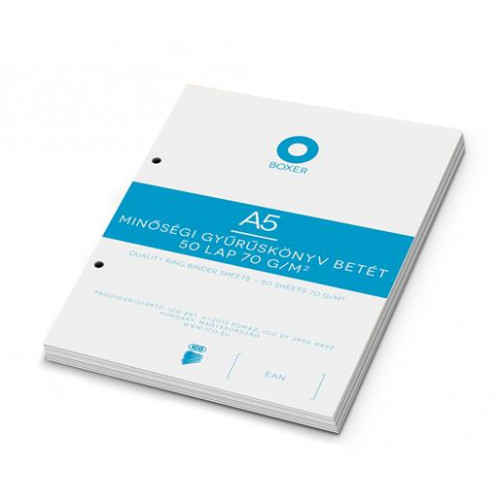 Boxer Gyűrűs könyv betét A5 kockás 50lap fehér