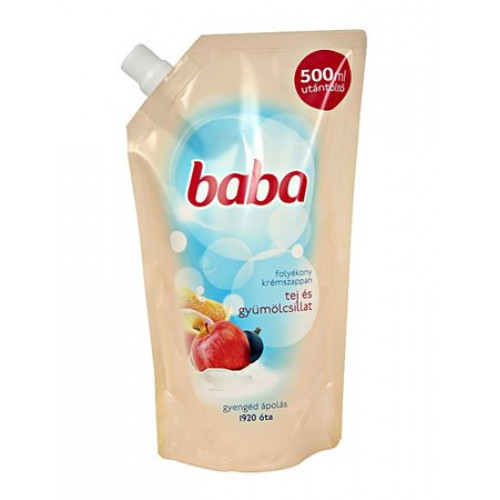 Baba Folyékony szappan UTÁNTÖLTŐ 0,5L tej és gyümölcs