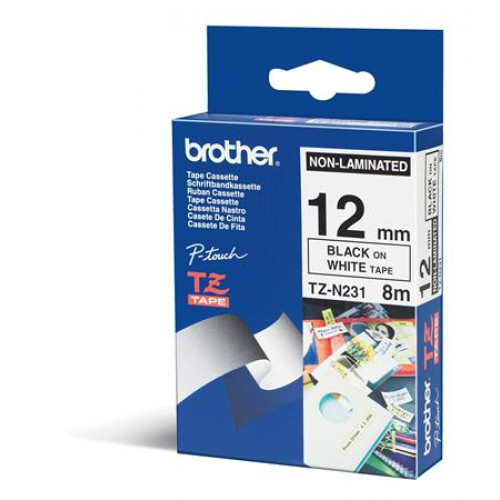 Brother Feliratozógép szalag matt 12mmx 8m TZe-N231 fehér-fekete