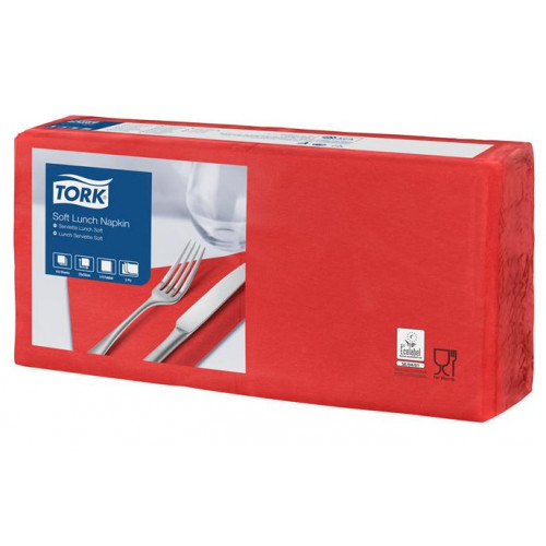 Tork Szalvéta 1/4 hajtogatott 3 rétegű 33x33cm Advanced Lunch vörös (477861)
