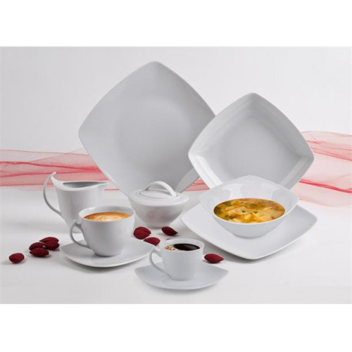 Rotberg Cukortartó fedővel 30cl porcelán négyszögletes fehér Quadrate