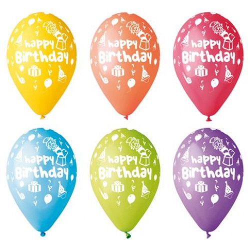 Léggömb 30cm Boldog Születésnapot bohócos