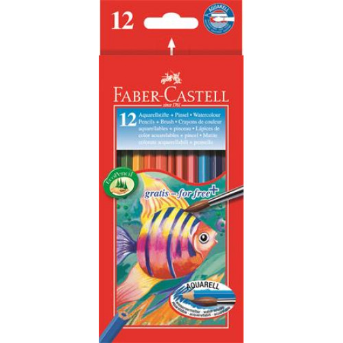 Faber-Castell Akvarell színes ceruza klt hatszögletű ecsettel 12 különböző szín