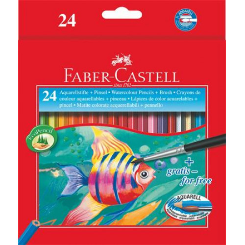 Faber-Castell Akvarell színes ceruza klt hatszögletű ecsettel 24 különböző szín