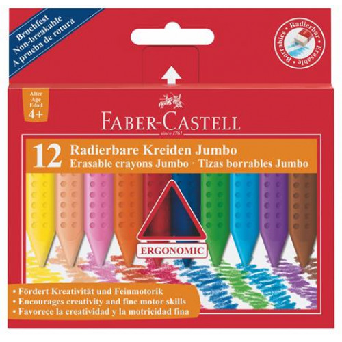 Faber-Castell Zsírkréta háromszögletű Jumbo Grip 12 különböző szín