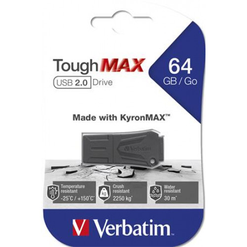 Verbatim Pendrive extra ellenálló 64GB USB 2.0 ToughMAX fekete