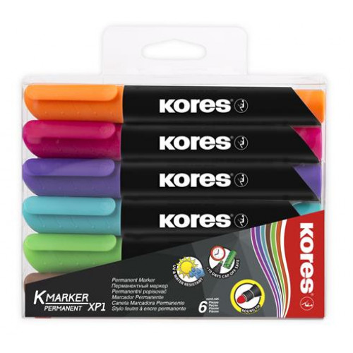 Kores Alkoholos marker készlet 3-5mm kúpos K-Marker 6 különböző szín