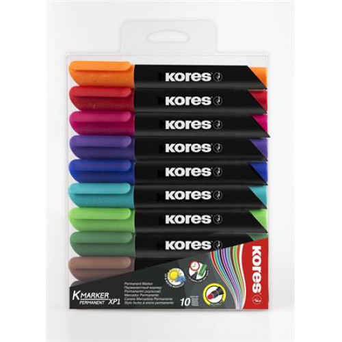 Kores Alkoholos marker készlet 3-5mm kúpos K-Marker 10 különböző szín