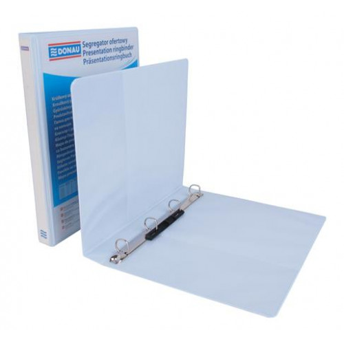 Donau Gyűrűs könyv panorámás 4 gyűrű D alakú 25mm A4 PP fehér