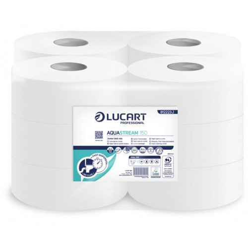 Lucart Toalettpapír 2 rétegű 19cm 150m Aquastream 150 fehér 812223