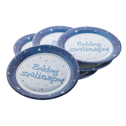 Tányér papír 23cm Boldog Születésnapot kék