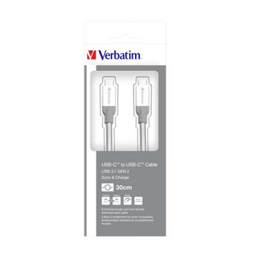 Verbatim USB kábel USB-C 3.1 - USB-C 30cm ezüst