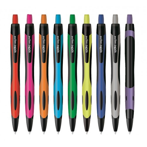 Spoko Golyóstoll 0,5mm nyomógombos vegyes tolltest Easy Ink Active kék