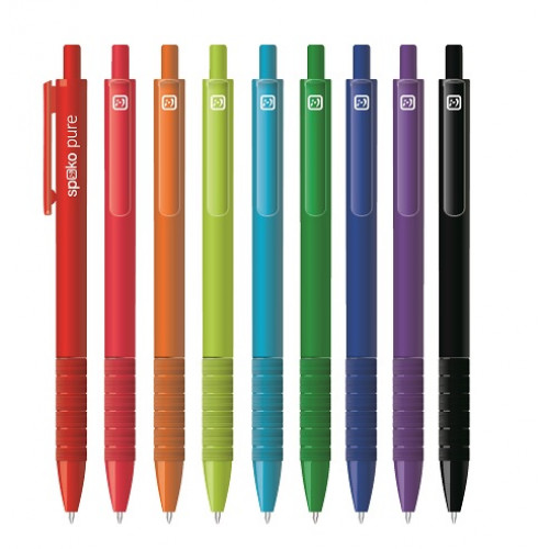 Spoko Golyóstoll 0,5mm nyomógombos vegyes tolltest PURE kék