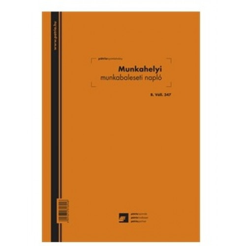 Pátria Munkabaleseti nyilvántartó napló 24 lapos A4 darab!