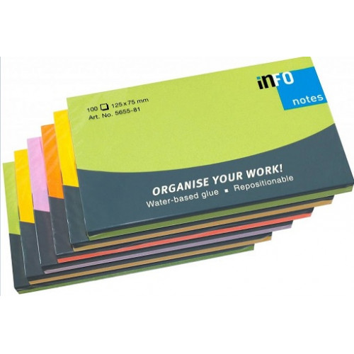 Gln Öntapadó jegyzettömb 75x125mm 6x100lap Spring neon