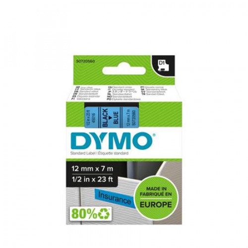 Dymo Feliratozógép szalag 12mmx7m D1 kék-fekete