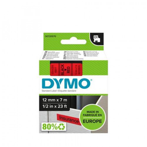 Dymo Feliratozógép szalag 12mmx7m D1 piros-fekete