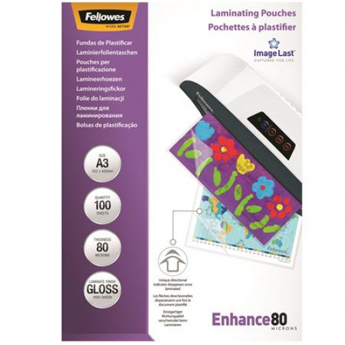 Fellowes Meleglamináló fólia 80 mikron A3 fényes