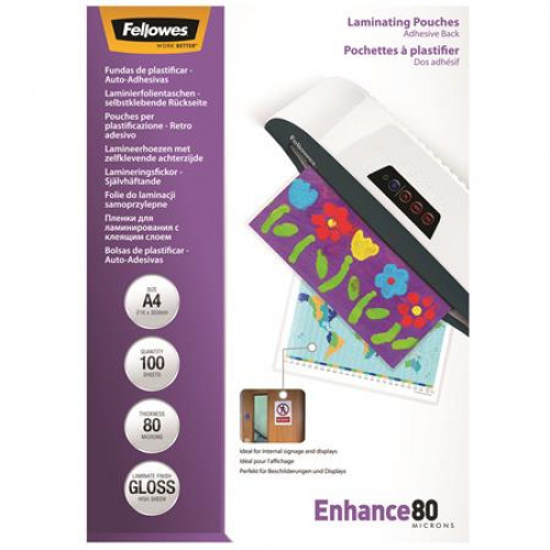 Fellowes Meleglamináló fólia 80 mikron A4 fényes öntapadó