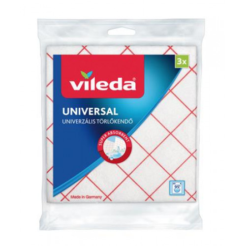 Vileda Törlőkendő univerzális 34x36cm 3db Universal fehér-piros