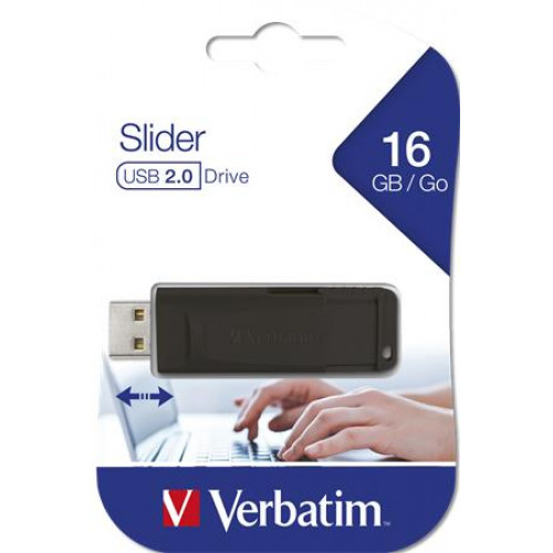 Verbatim Pendrive 16GB USB 2.0 Slider fekete