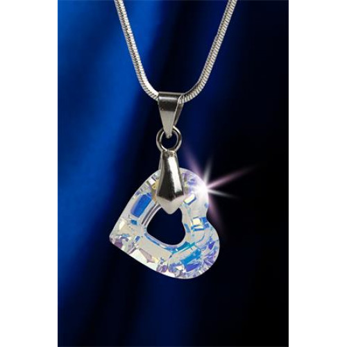 Art Crystella Nyaklánc szív formájúl fehér színjátszós Swarovski kristállya 17 mm
