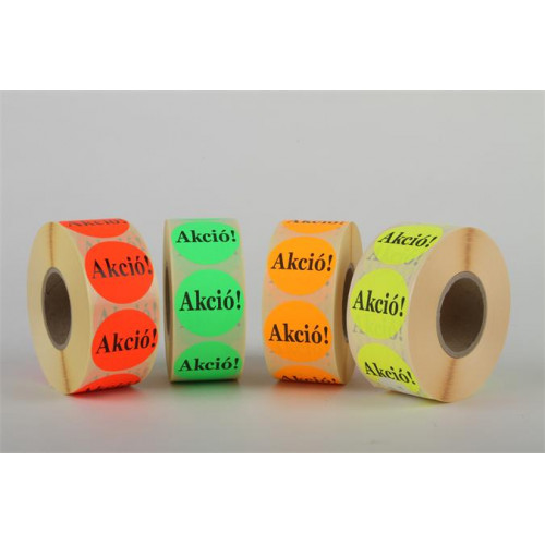 Etikett 38mm kör AKCIÓ felirattal 1000 etikett/tekercs zöld