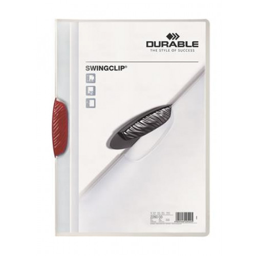 Durable Gyorsfűző klippes A4 Swingclip 30 piros