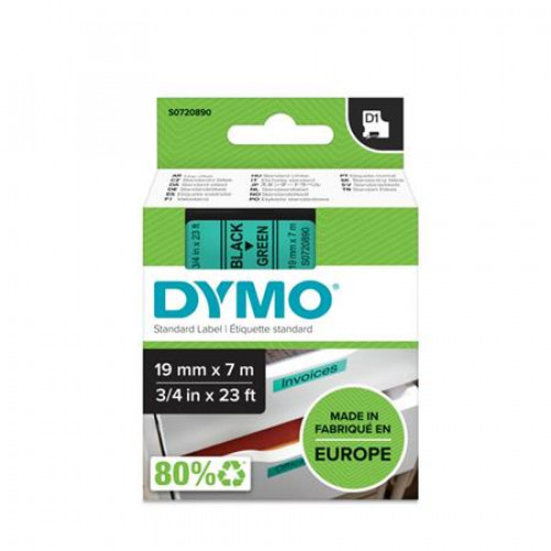 Dymo Feliratozógép szalag 19mmx7m D1 zöld-fekete