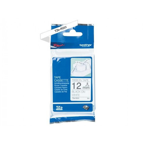 Brother Feliratozógép selyemszalag 12mmx4m TZe-R231 fehér-fekete