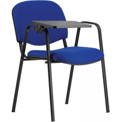 Tárgyalószék fekete fémváz kihajtható írótáblával Taurus kék