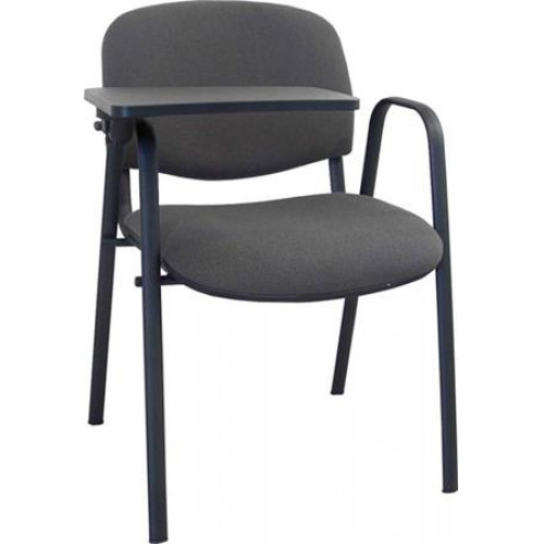 Tárgyalószék, fekete fémváz kihajtható írótáblával Taurus, fekete-szürke