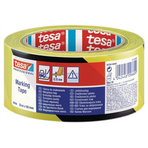 Tesa Jelölőszalag 50mmx33m Professional fekete/sárga