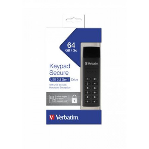 Verbatim Pendrive 64GB jelszavas titkosítás 160/130Mb/s USB 3.0 Keypad Secure