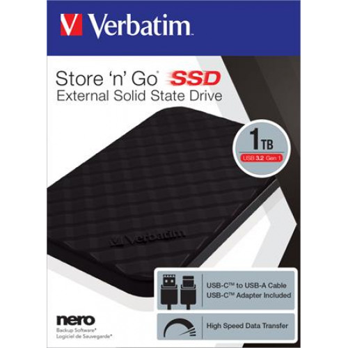 Verbatim SSD (külső memória) 1TB USB 3.1 Store n Go fekete