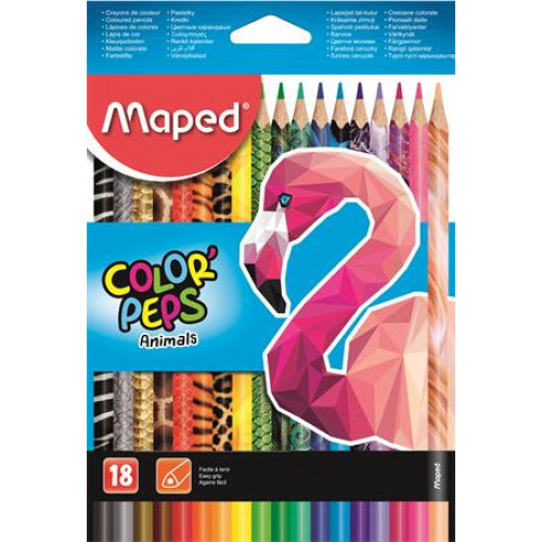Maped Színes ceruza készlet háromszögletű Color Peps Animal 18 különböző szín