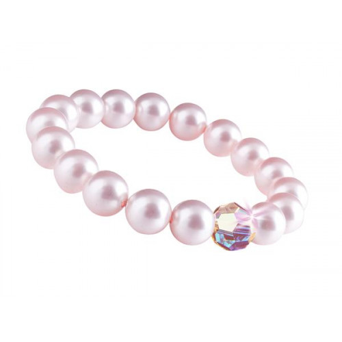 Art Crystella Karkötő rózsaszín Swarovski gyöngyből színjátszós fehér kristállyal 10 mm M