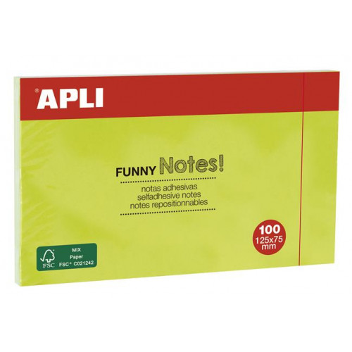 Apli Öntapadó jegyzettömb 125x75mm 100 lap neon zöld