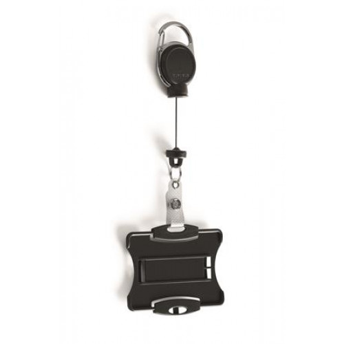 Durable Azonosítókártya-tartó kihúzható karabineres Extra strong kártyatartóval fekete