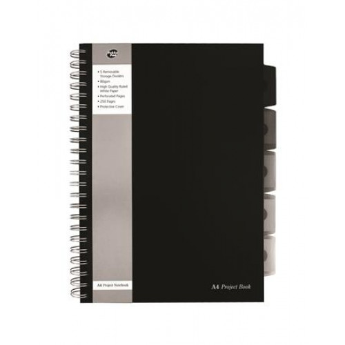 Pukka Pad Spirálfüzet A4 vonalas 125 lap Black project book fekete