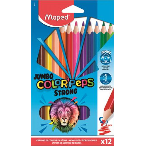 Maped Színes ceruza készlet háromszögletű Jumbo Color Peps Strong 12 különböző szín