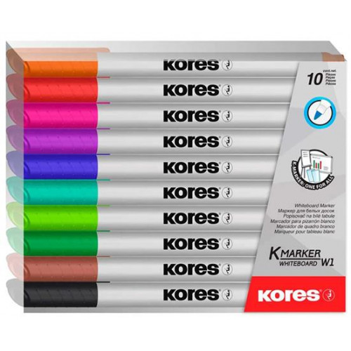 Kores Tábla- és flipchart marker készlet 1-3mm kúpos K-Marker 10 különböző szín
