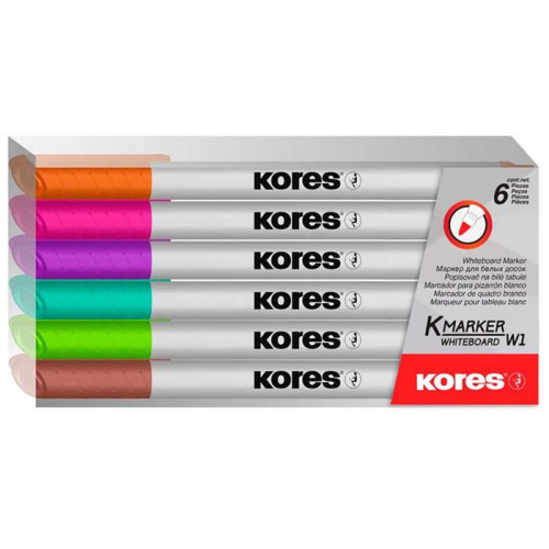 Kores Tábla- és flipchart marker készlet 1-3mm kúpos K-Marker 6 különböző szín